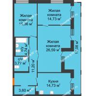 3 комнатная квартира 103,05 м² в ЖК Бунин, дом 1 этап, секции 11,12,13,14 - планировка