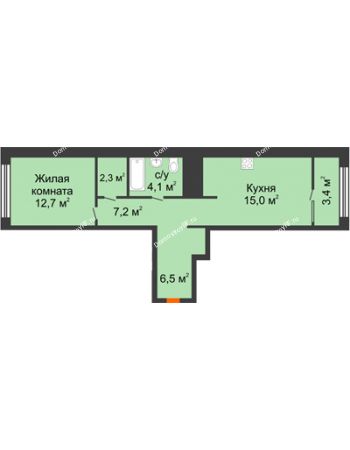 1 комнатная квартира 49,6 м² в Квартал Новин, дом 6 очередь ГП-6