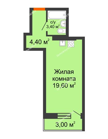 Студия 30,4 м² в ЖК На Тимошенко, дом № 1