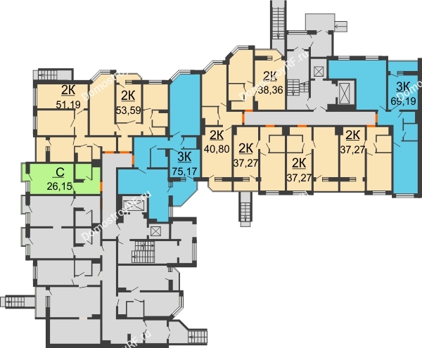 Планировка 1 этажа в доме Позиция 2 в ЖК Смарт - Квартал