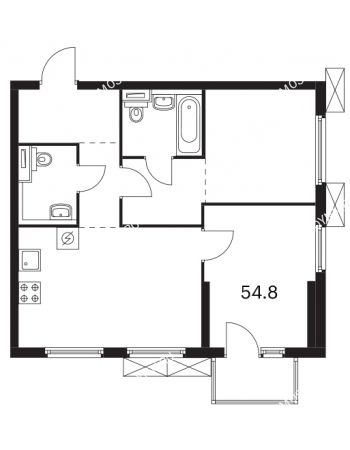 2 комнатная квартира 54,8 м² в ЖК Савин парк, дом корпус 5