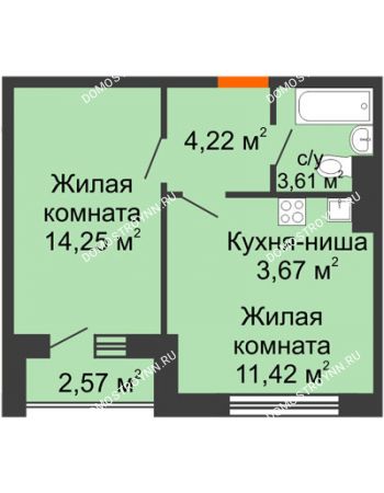 1 комнатная квартира 39,74 м² - ЖК Олимпийский