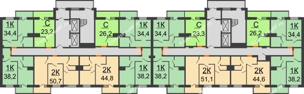 Планировка 2 этажа в доме ГП-1 в ЖК Зеленый Мыс