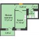 1 комнатная квартира 39,83 м² в ЖК Сокол на Оганова, дом Литер 1 - планировка