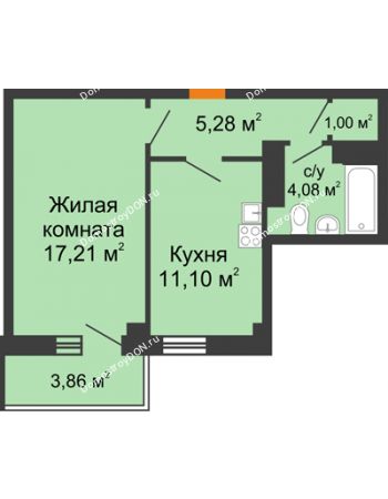1 комнатная квартира 39,83 м² в ЖК Сокол Градъ, дом Литер 7