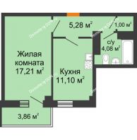 1 комнатная квартира 39,83 м² в ЖК Сокол на Оганова, дом Литер 1 - планировка