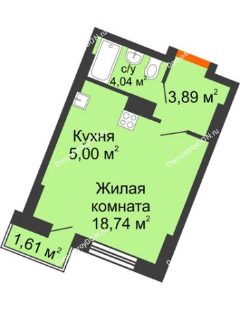 Студия 27,08 м² в ЖК Мечников, дом ул. Мечникова, 37