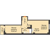 2 комнатная квартира 59,08 м² в ЖК Сокол Градъ, дом Литер 3 - планировка