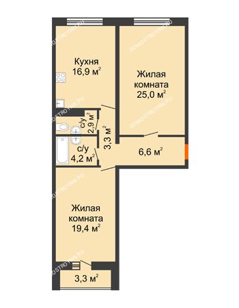 2 комнатная квартира 80 м² - ЖК Дом на Горького