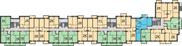 Планировка 2 этажа в доме № 1, корпус 1 в ЖК 5+ (Пять плюс)