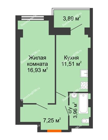 1 комнатная квартира 42,3 м² - ЖК Уютный дом на Мечникова