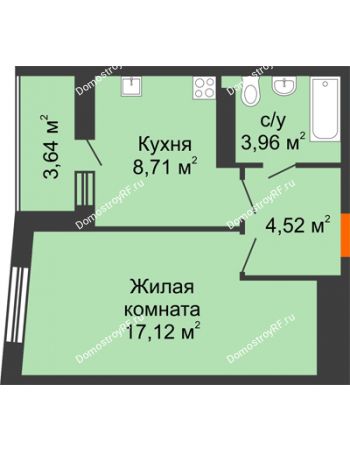 1 комнатная квартира 36,13 м² - ЖК Сограт