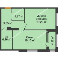 1 комнатная квартира 59,94 м², ЖК Гран-При - планировка
