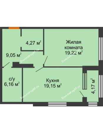 1 комнатная квартира 59,94 м² - ЖК Гран-При