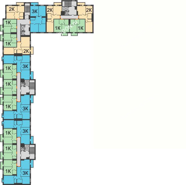 Планировка 14 этажа в доме Корпус 5-4 в ЖК 5 Элемент (Пятый Элемент)