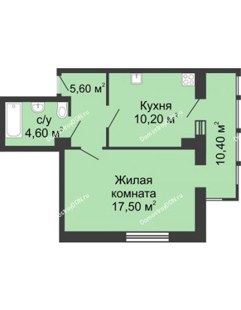 1 комнатная квартира 48,3 м² в ЖК Мега, дом № 118, секция 2
