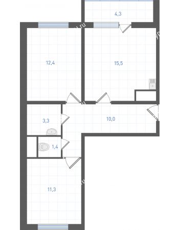 2 комнатная квартира 56,2 м² в ЖК Левенцовка парк, дом Корпус 8-12.2