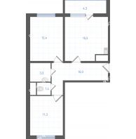 2 комнатная квартира 56,5 м² в ЖК Левенцовка парк, дом Корпус 8-12.2 - планировка