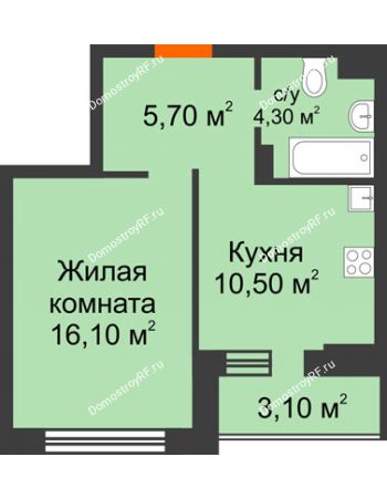 1 комнатная квартира 37,7 м² в МКР Почтовый, дом Литер 18