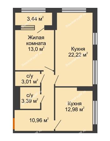 2 комнатная квартира 67,28 м² - ЖК Гран-При