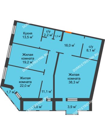 3 комнатная квартира 140,2 м² - ЖД по ул. Варварская