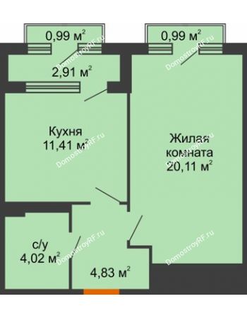 1 комнатная квартира 42,43 м² - ЖК Гран-При