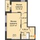 2 комнатная квартира 60,24 м² в ЖК Суворов-Сити, дом 1 очередь секция 6-13 - планировка