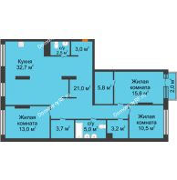 3 комнатная квартира 118 м² в Квартал Новин, дом 6 очередь ГП-6 - планировка