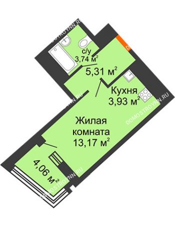 Студия 28,18 м² в ЖК Дом на Набережной, дом № 1