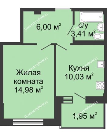 1 комнатная квартира 36,6 м² в ЖК Соловьиная роща, дом № 1
