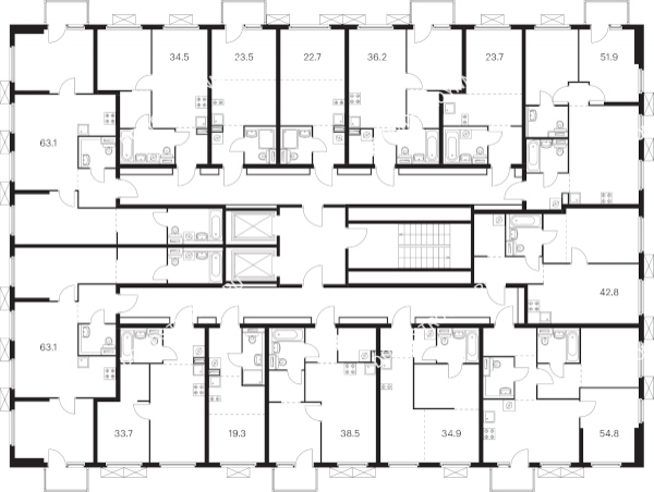 Планировка 3 этажа в доме корпус 5 в ЖК Савин парк