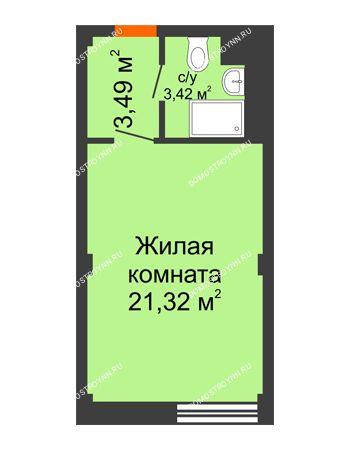 Студия 28,23 м² - Апартаменты Бирюза в Гордеевке